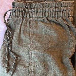 Old Navy Linen Ankle Pants Olive Green